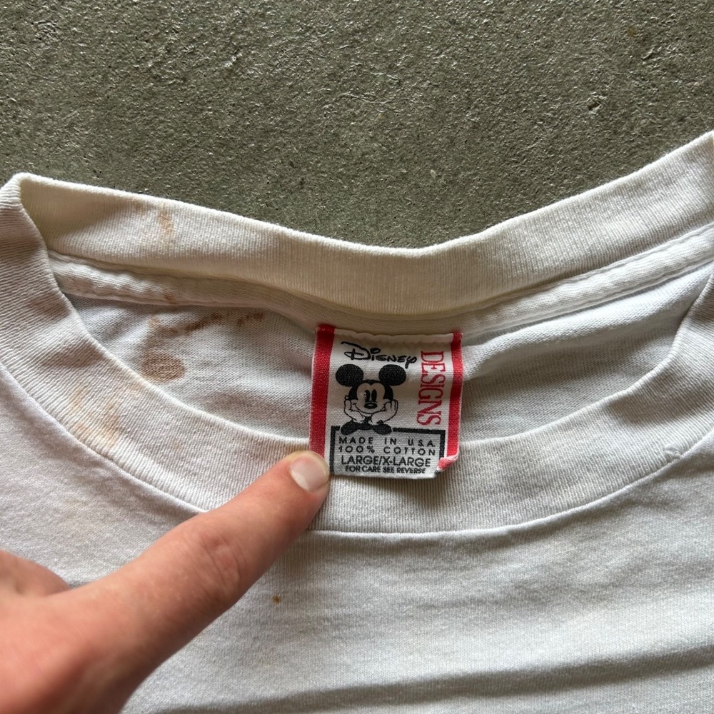 Vintage 90s Disney Goofy Engine Co 71 Shirt Size Large White Firefighter Thrash - Picture 3 of 7